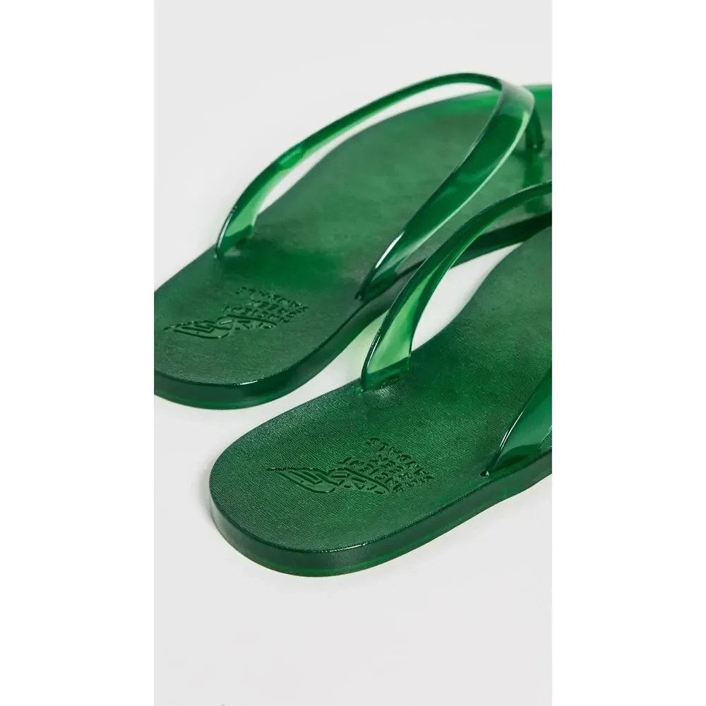 ANCIENT GREEK SANDALS WOMEN'S JELLY FLIP FLOPS, GREEN, 9 MEDIUM US